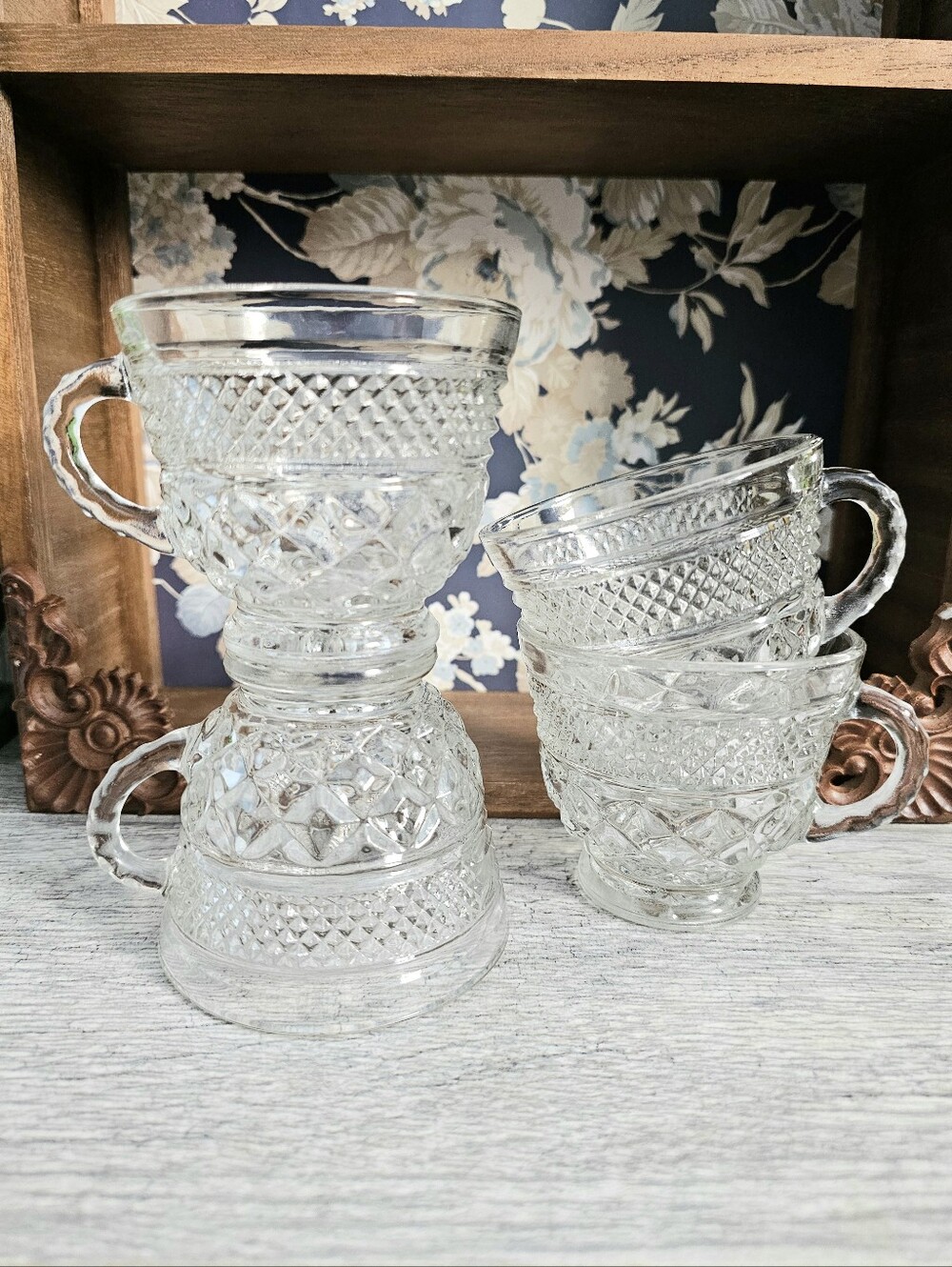 Anchor Hocking Wexford Clear Set of Four Teacups